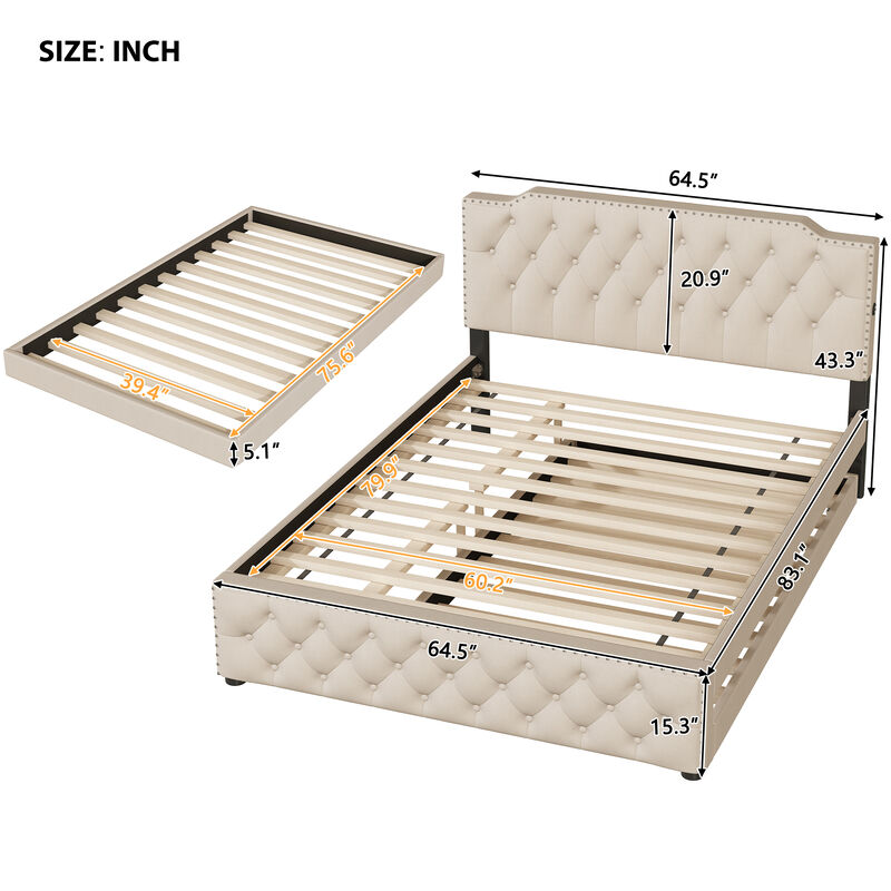 Merax Upholstered Platform Bed with USB Ports