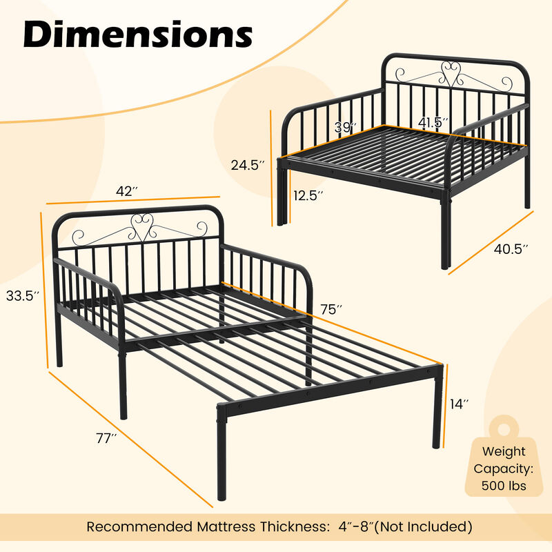 Daybed to Bed with Guardrails and Armrests for Safe and Versatile Sleeping Space