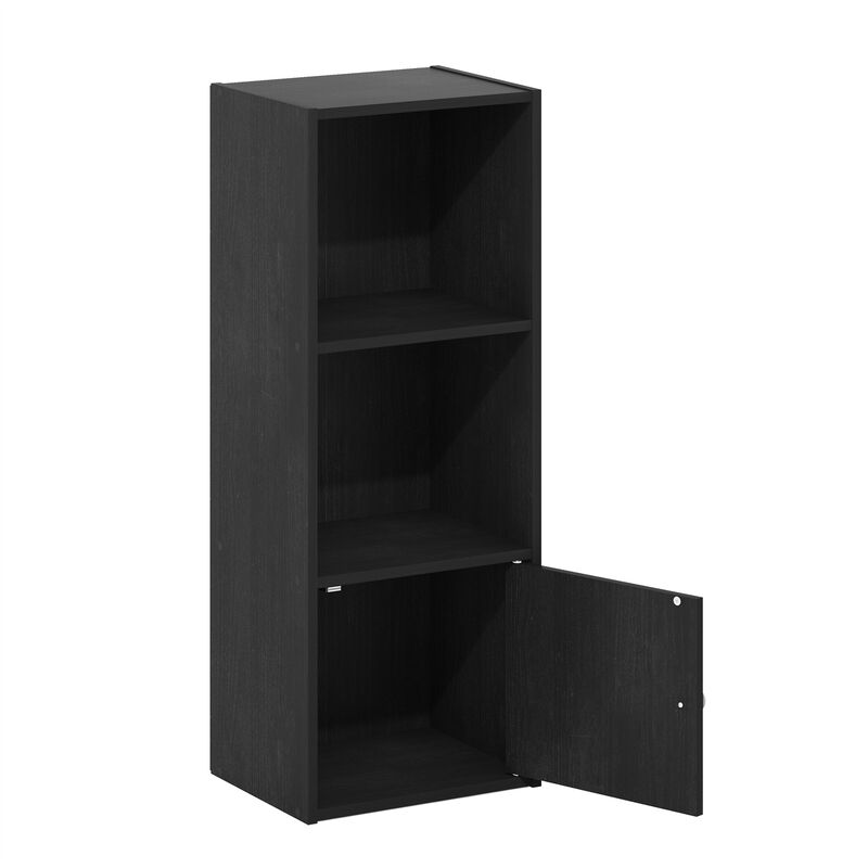 Furinno Luder Shelf Bookcase with 1 Door Storage Cabinet, Blackwood