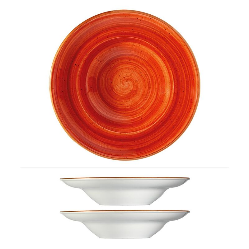 Terracota dia.9.5" h:2" 14 oz. Round Terracotta Porcelain Bowl (Set of 2)