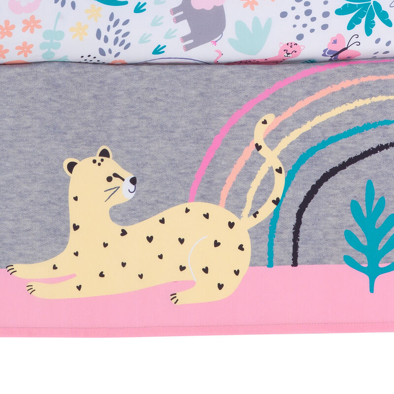 Bedtime Originals Rainbow Jungle Elephant/Leopard 3-Piece Baby Crib Bedding Set