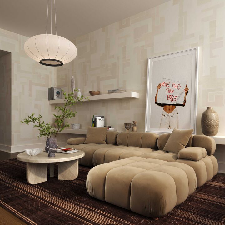 Calliope Cream Vegan Shearling Modular Ottoman