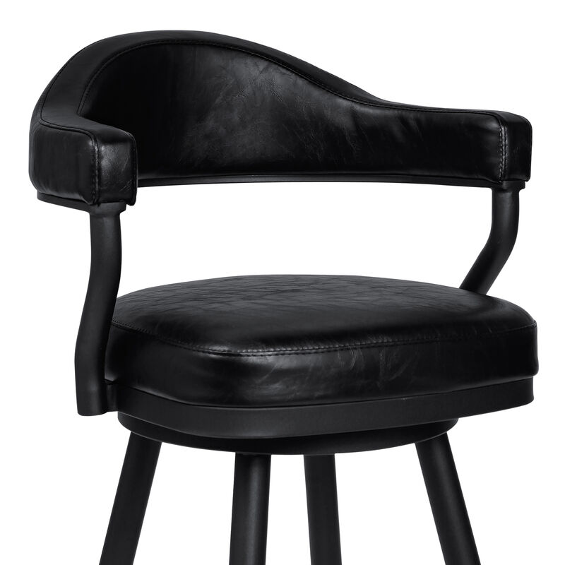 Vegan Faux Leather Counter Stool, Metal Legs- Benzara