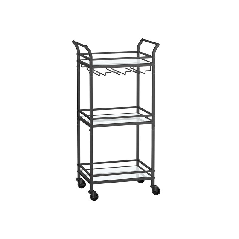Small Bar Cart with 3-Tier Mirrored Shelves – Elegant Mobile Drink Station for Entertaining