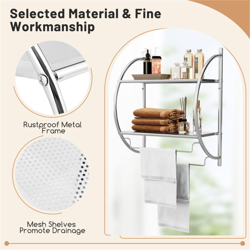 Wall Mounted Bathroom Towel Rack for Storage and Organization