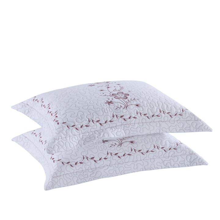 Marcielo 2 Pcs Embroidered Floral Pillow Shams