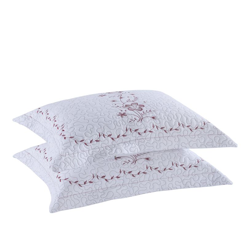 Marcielo 2 Pcs Embroidered Floral Pillow Shams