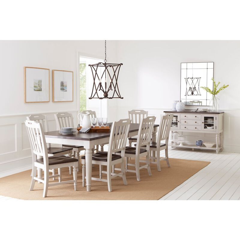 Jofran Orchard Park Solid Rubberwood 96 Nine-Piece Farmhouse Dining Set