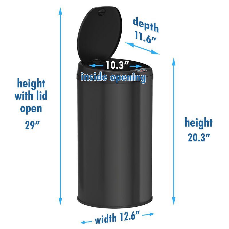 iTouchless 8 Gallon Black Sensor Trash Can