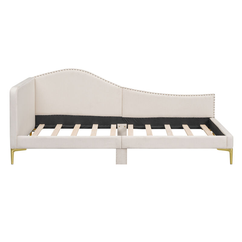 Merax Upholstered Daybed with Headboard and Armrest
