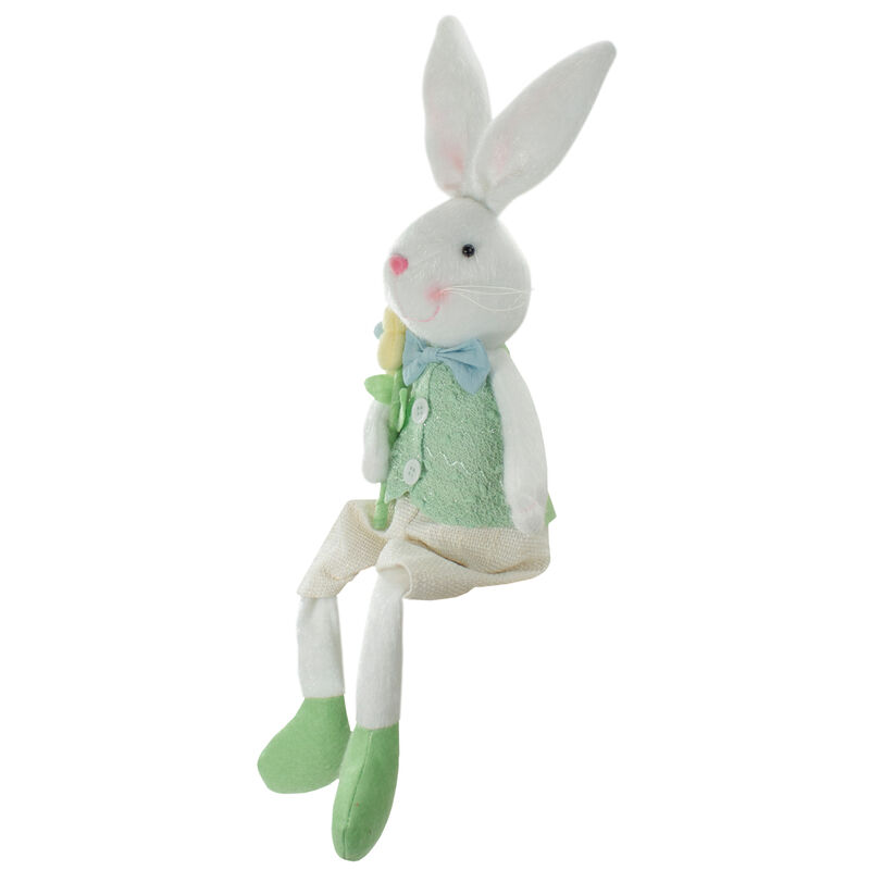 24" White and Green Boy Bunny Rabbit Easter and Spring Table Top Figure