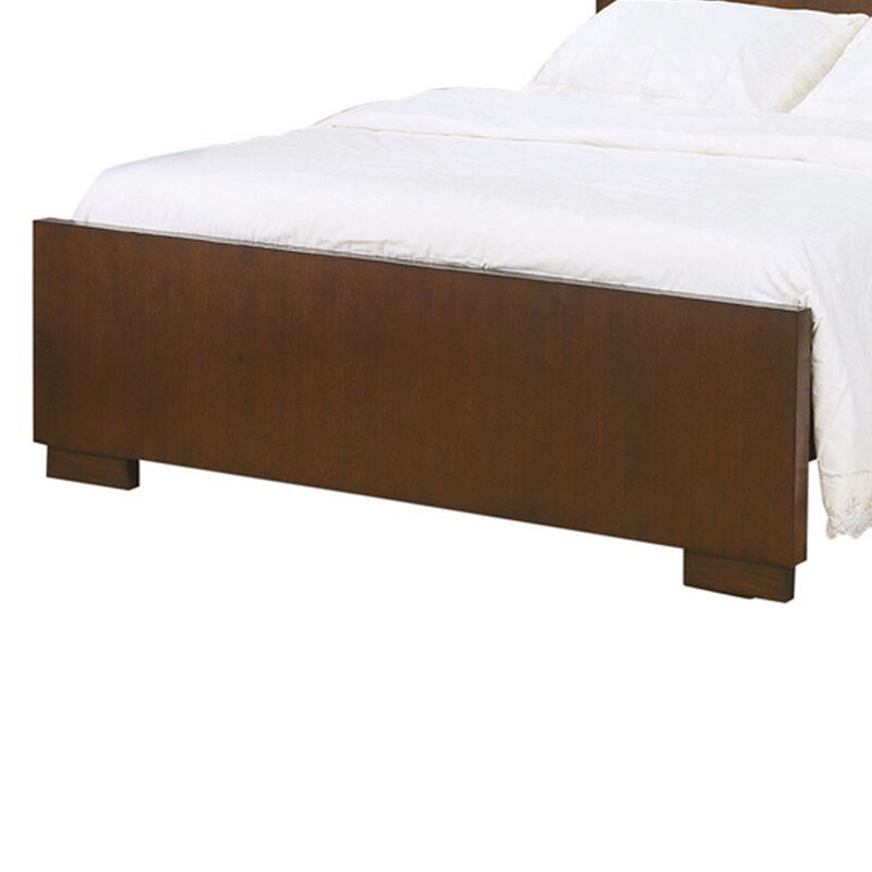3 Open Bookcase Eastern King Size Bed with Soft Light, Brown-Benzara