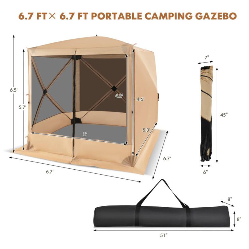 Hivvago 6.7 x 6.7 Feet Pop Up Gazebo with Netting and Carry Bag