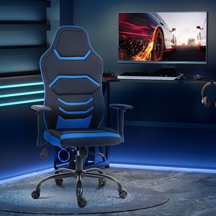 Blue Racing Office Chair: High Back, Tilt, Adjustable Armrest