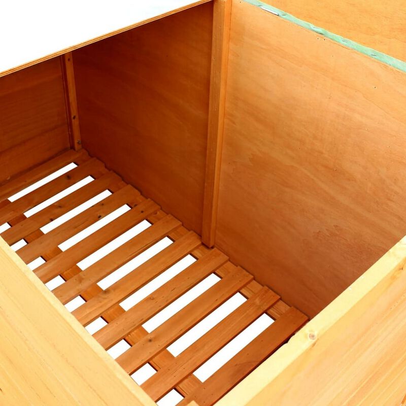 Outdoor Deck Patio Storage Box, Hinged Lift Top, Brown Wood 28x28x50 - Benzara