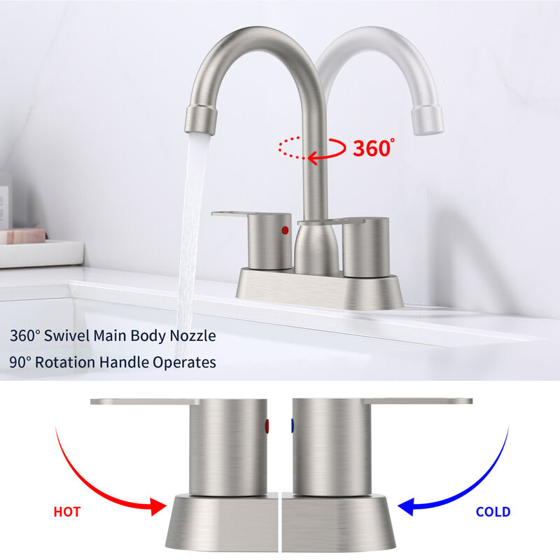 Brushed Nickel 2-Handle Bathroom Sink Faucet Centerset for 3-Hole Mount