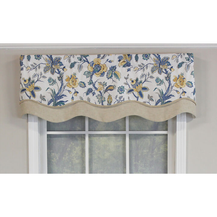 RLF Home Gianna Glory Valance Spa. 3" Rod Pocket, Layered, Trimmed. 50"W X 16"L