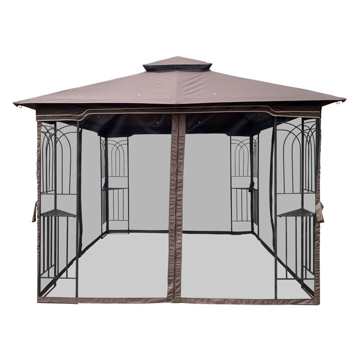 10x10 Ft Outdoor Patio Gazebo Canopy Tent With Ventilated Double Roof, Mosquito net & Detachable Mesh Screen - Ideal for Lawn, Garden, Backyard, and Deck