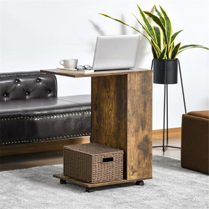 Modern C-Shaped Side Table, Space-Saving Snack & Laptop Stand