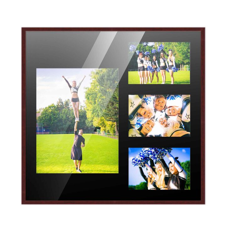14.5x16 Wood Collage Frame with a Black Mat for 8x10 & 4x6 Pictures