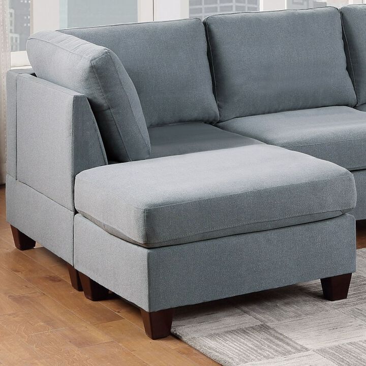 U-Sectional Couch Modular 6pc Set Sectional Sofa with Ottomans Living Room Furniture