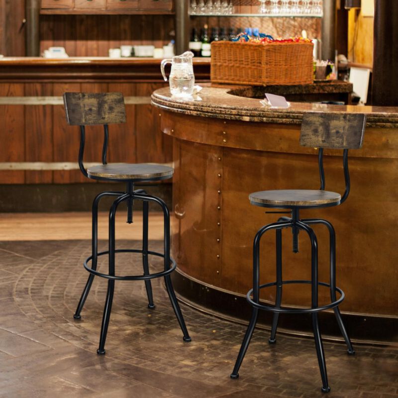 Hivvago Adjustable Swivel Counter-Height Stool with Arc-Shaped Backrest