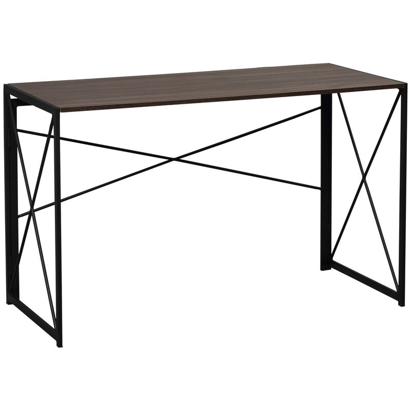 Brown Home Office: 47.25" Folding Computer Desk with Metal Frame
