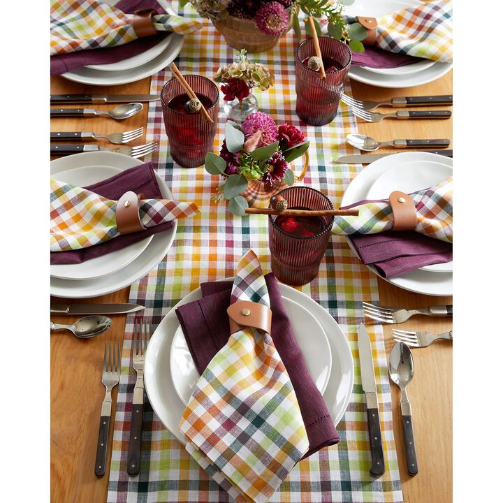 Solino Home 100% Pure Linen Table Runner | Gingham Check for Spring & Easter