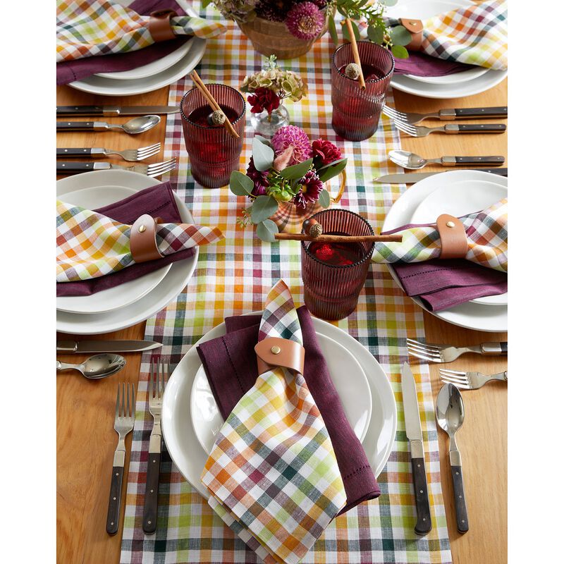 Solino Home 100% Pure Linen Table Runner | Gingham Check for Spring & Easter