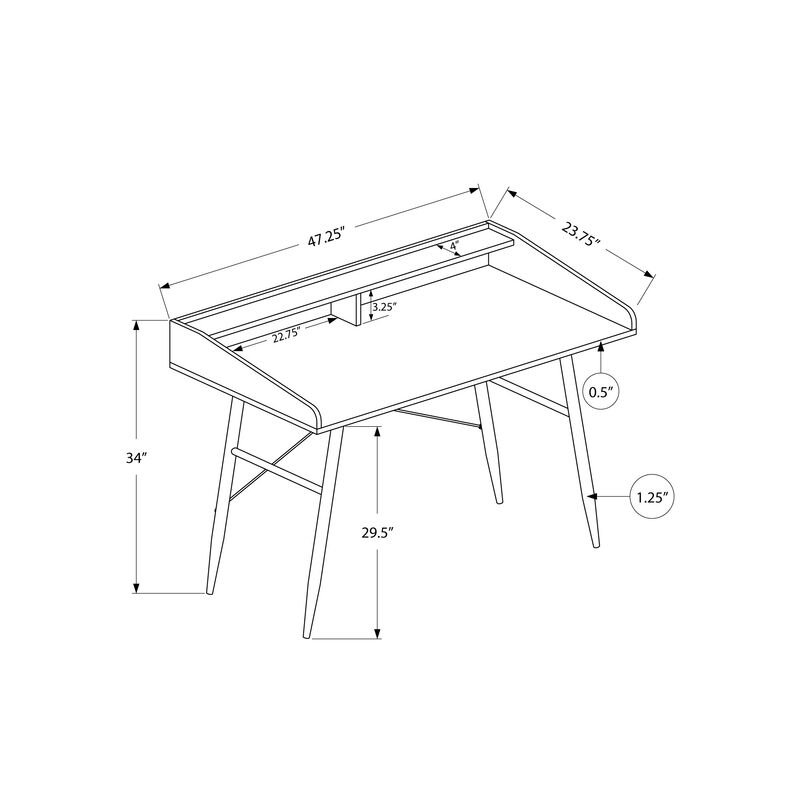 Monarch Specialties I 7540 Computer Desk, Home Office, Laptop, Storage Shelves, 48"L, Work, Metal, Laminate, Grey, Black, Contemporary, Modern