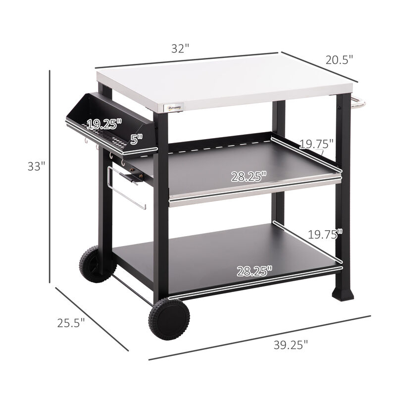 Streamdale Versatile Outdoor Grill Cart with Spacious Cooking Surface & Storage