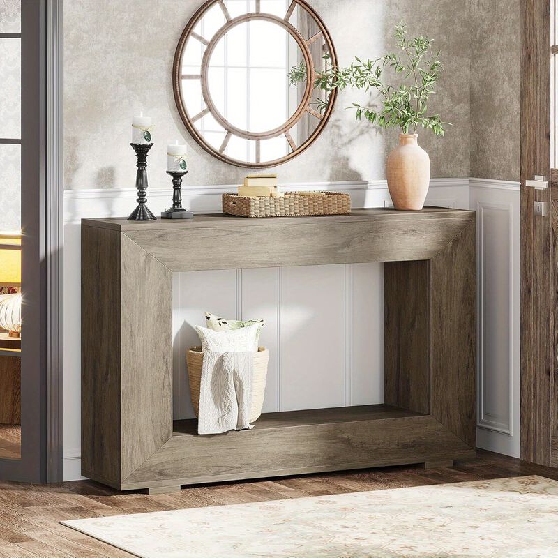 Farmhouse Console Table, 47 Inches Entryway Console Table with Storage, Industrial Hallway Accent Table for Living Room, Entrance, Deck Boxes