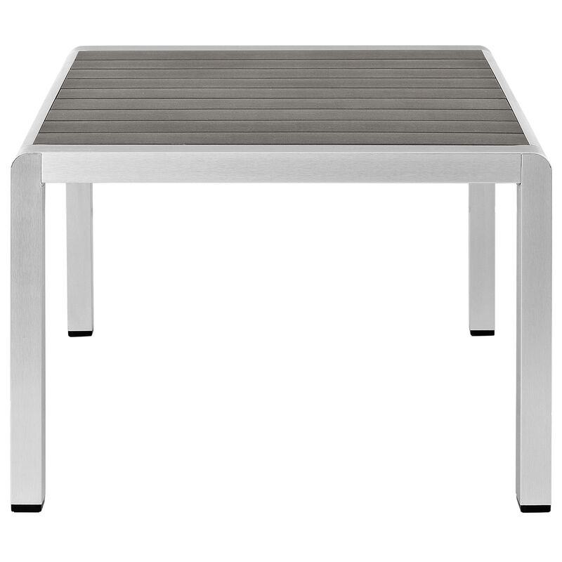 Outdoor Patio Coffee Table with Metal Frame, Silver and Gray