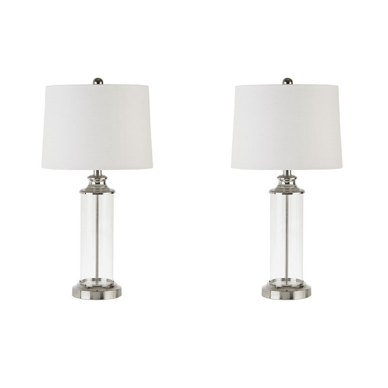 Clarity Glass Cylinder Table Lamp Set Of 2