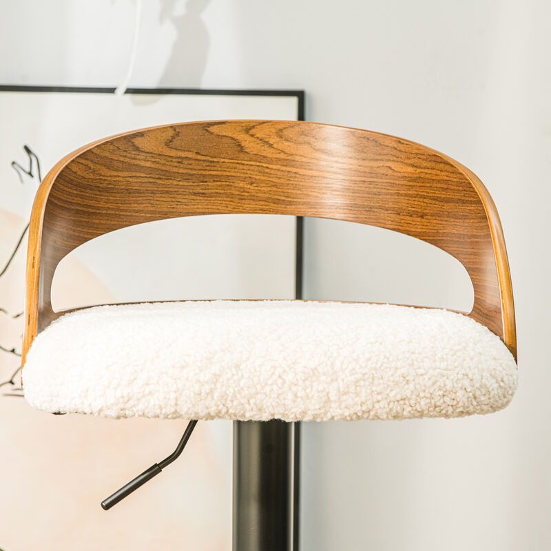 VICTORIA Set of 2 Wood and Leather Bar Stools