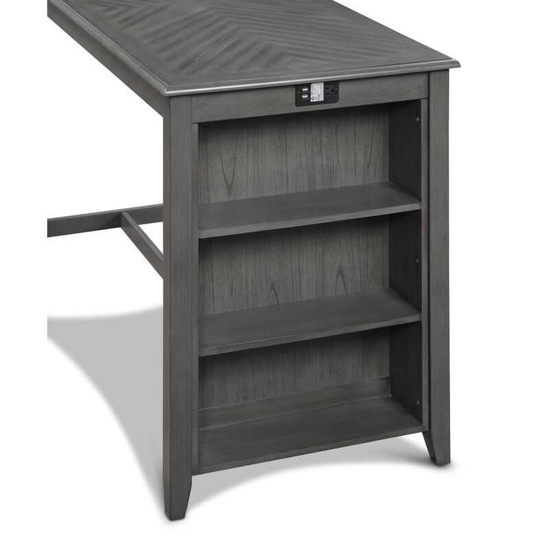 New Classic Furniture Amy 5-pc Wood Rectangle Counter Set with 4 Chairs in Gray