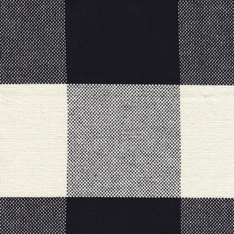 Fabric Upholstered Wooden Accent Chair with Buffalo Plaid Pattern, Black and White - Benzara