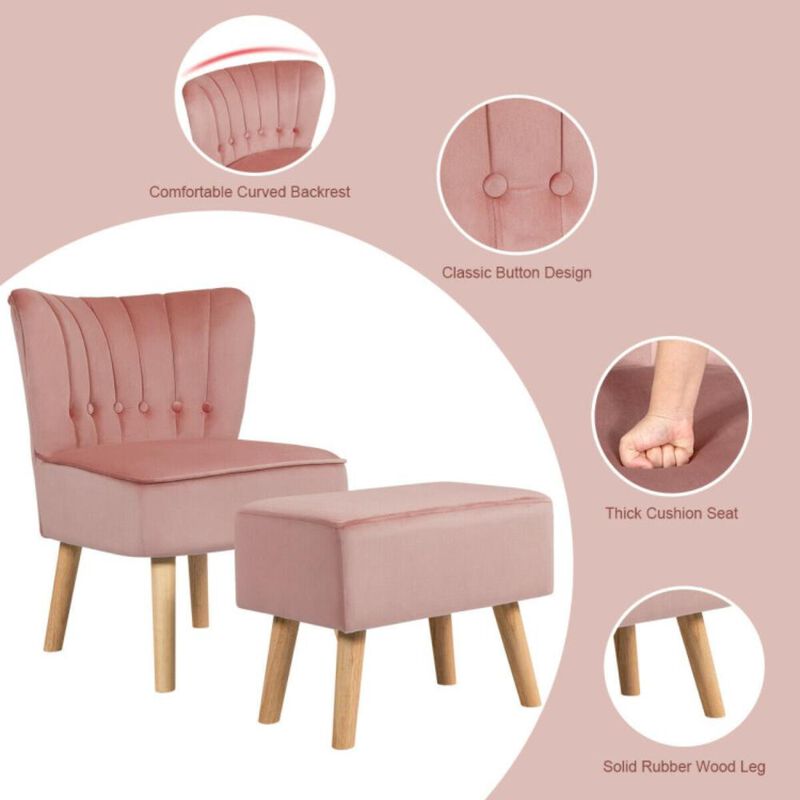 Hivvago Modern Accent Chair Ottoman Set with Footstool