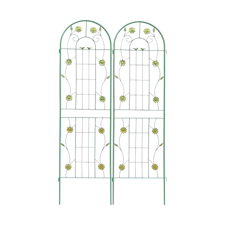 2 Metal Garden Trellises, Sturdy Rustproof Climbing Plant Supports for Patio & Yard