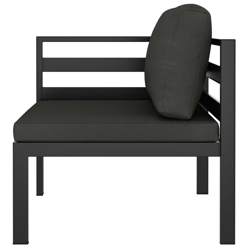 Shina 4pc Outdoor Modular Sofa Set, Dark Gray Aluminum, Cushions - Benzara