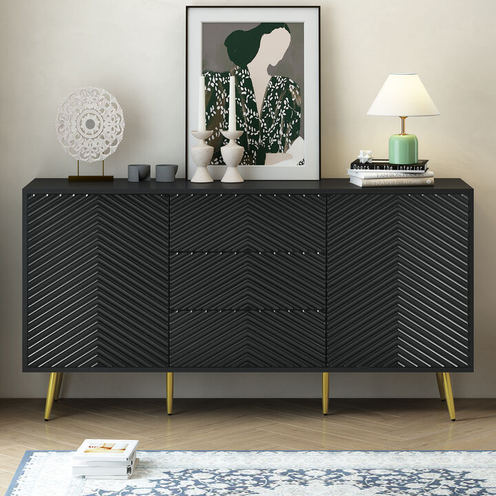Merax Modern Sideboard with Geometric Line Design