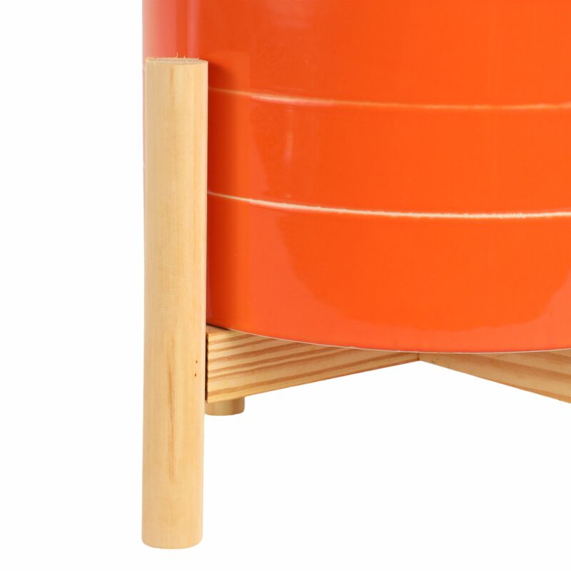 Orange 8" Striped Planter with Stand