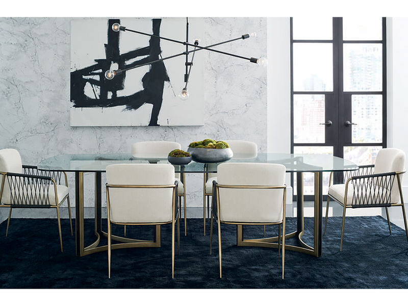 Remix Double Pedestal Glass Top Table