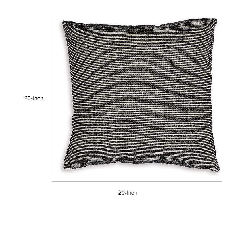 Throw Pillow Set of 4, 20 Inch, Cotton, Black White Stripes, Straight Edge -