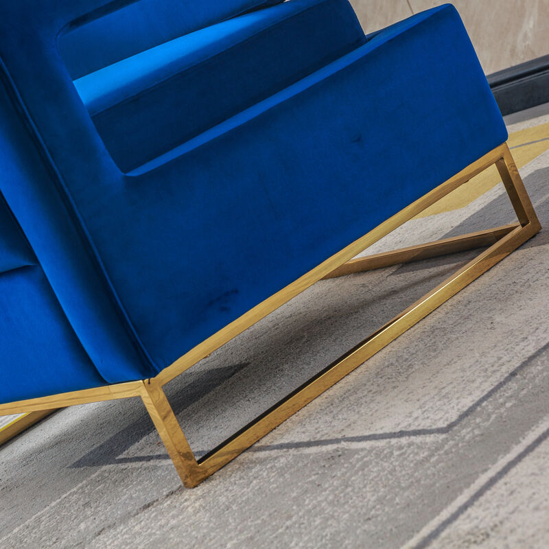 Modern Velvet Accent Chair, Elegant Armchair With Stainless Steel Base