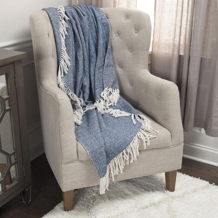 Blue/Natural 50" x 60" Throw Blanket