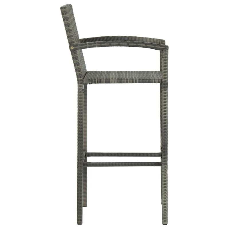 vidaXL 5 Piece Outdoor Bar Set with Armrest Poly Rattan Gray