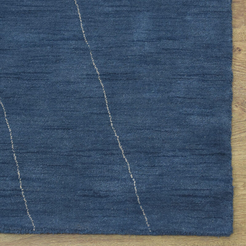 RUGSOTIC CARPETS HAND KNOTTED LOOM WOOL ECO-FRIENDLY AREA RUGS  - 6'x9', Rectangle, Blue Beige Color, Geometric Modern Design, High Pile Thick Handmade Anti Skid Rugs for Living Room (L00645)