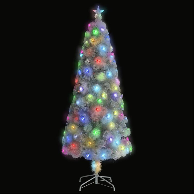 vidaXL Artificial Christmas Tree with LED White 82.7" Fiber Optic