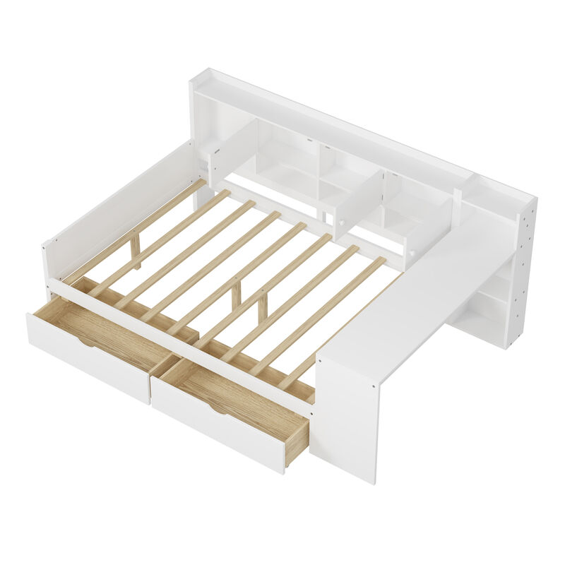 Merax Wooden L-Shape Daybed with Storage